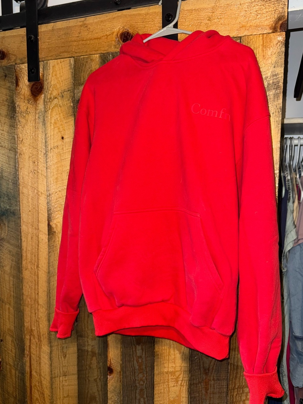Comfrt Red Pullover Hoodie with Kangaroo Pocket